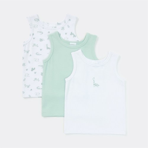 Dymples Baby Stretch Vest 3 Pack - Green & White