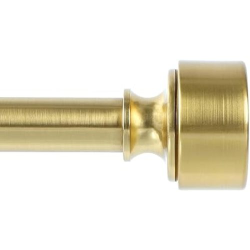 Gold Curtain Rods for Windows 28 to 48 Inch(2.3-4ft), 1 Inch Diameter Heavy Duty Curtain Rod, Adjustable Decorative Drapery Poles 18-45", Brushed Gold