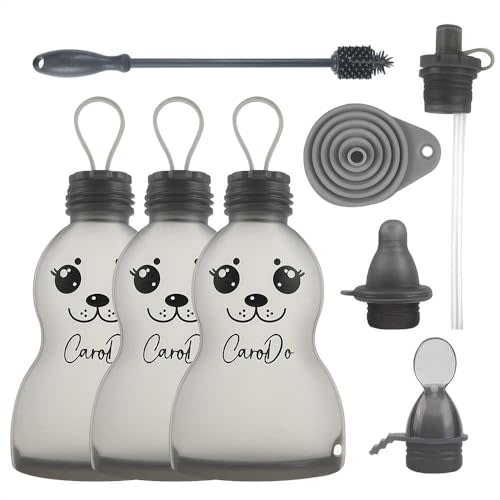 CaroDo Reusable Breast Milk Storage Bags with Cleaning Brush & Funnel - 250 ml 3 Pcs Silicone Breastmilk Storage Bag - Leak-Proof, BPA Free Self-Standing Milk Bags for breastmilk, Baby Food Pouches