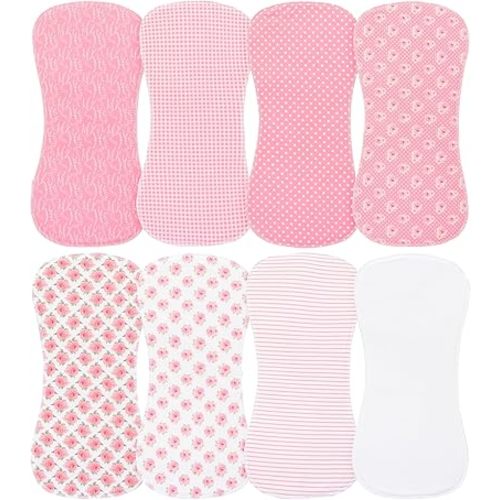 8 Pack Baby Burp Cloths, Unisex for Boys and Girls, Super Absorbent and Soft Towel,Solid Color (Pink-mg)