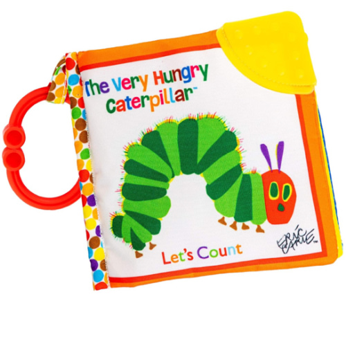 Let's Count Soft Book - World of Eric Carle the Very Hungry Caterpillar Baby on the Go Clip Teething Crinkle Soft Sensory Book for Babies, 5.25x5.25 Inch