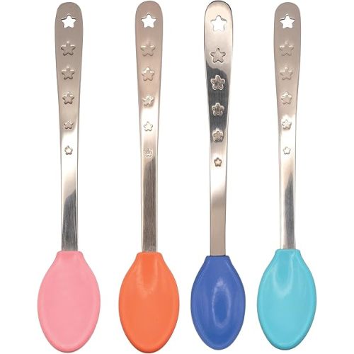 Nuby 2-in-1 Hot Safe Feeding Spoons - (4-Pack) Baby Spoons for Safe Feeding - 4+ Months