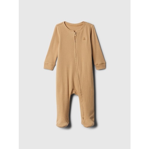 Baby Ribbed Two-Way Zip One-Piece