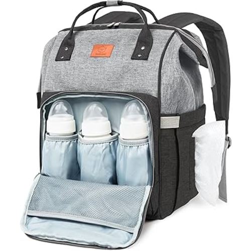 KeaBabies Baby Diaper Bag Backpack - Large Baby Bag for Boys, Girls, Waterproof Multi Function Travel Diaper Backpack with Changing Pad, Durable Travel Essentials for Moms and Dads (Graphite)