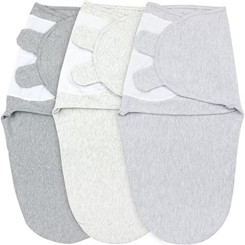 Bublo Baby Swaddles for Newborns - 3 Pack Organic Baby Swaddles for 0-3 Months - Baby Swaddle Sleep Sack - Infant Sleeping Swaddle Sack – Adjustable Swaddle Blanket Wrap Boy Girl (Melange Grey)