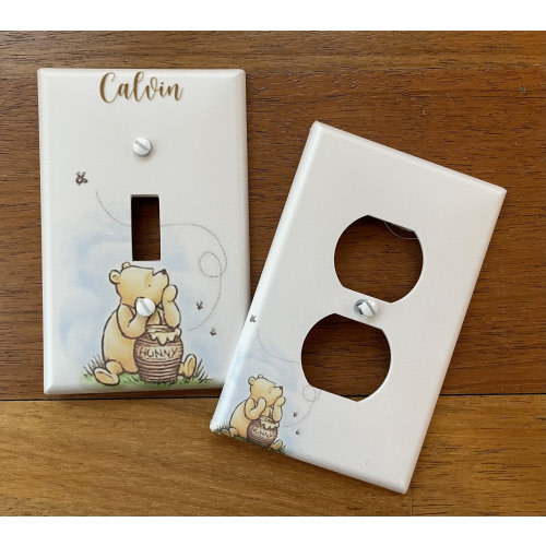 Classic Winnie the Pooh Light switch plate cover // HUNNY jar // Personalized // baby nursery // FAST SHIP!