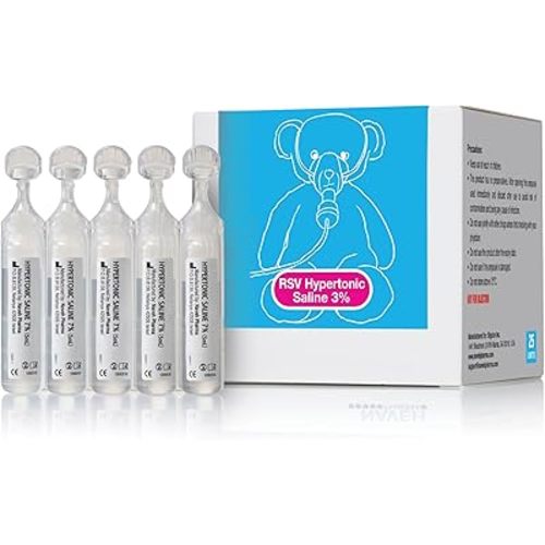 NAVEH PHARMA 3% Hypertonic Saline Solution for Nebulizer Machine | Saline Solution for Inhalation & Nasal Irrigation | Nebulizer Diluent 3% Concentration (25 Vials of 0.17 FL OZ)