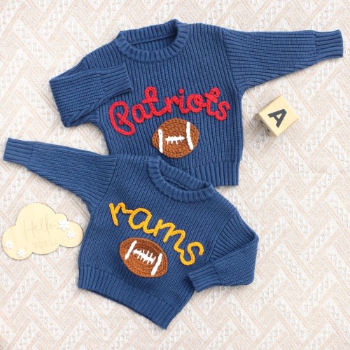 Custom NFL Football Baby Sweater, Personalized Sports Team Sweater, Football Fan Gift, Baby Steelers Sweater, Game Day Outfit, SKOL/Go Birds
