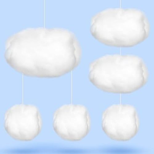 Tatuo Artificial Ceiling Clouds Decor Imitation 3D Hanging Clouds from Ceiling Fake Nubes para Decorar Cuarto Wedding Ornament Room Decor Art Stage DIY Party(13.8 x 9.8 x 6 Inches,6 Pieces)