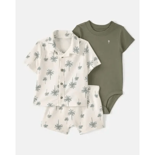 6 month Baby Boy 3-Piece Palm Tree Outfit Set - White/Green | Carter's