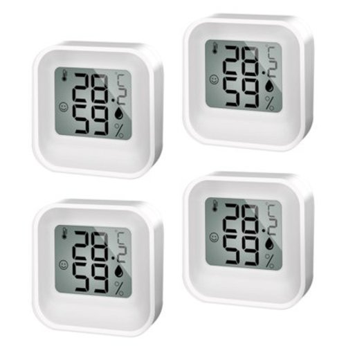 4pcs Digital Room Thermometer Indoor Hygrometer Mini Digital Thermo-hygrometer High Precision Electronic Thermometer Hygrometer for Home Office Warehouses