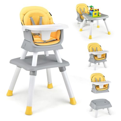 Infans 8 in 1 Baby High Chair, Convertible Highchair for Babies and Toddlers/Table and Chair Set/Toddler Chair with Safety Harness, Yellow