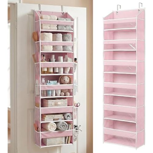 Over the Door Organizer, 6-Tier, 100D Fabric, Baby Pink 1pc