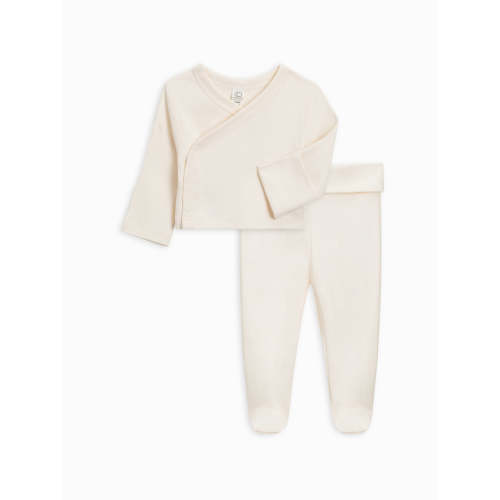 0-3M / Ivory / Kimono Wrap Top and Footed Pant Set