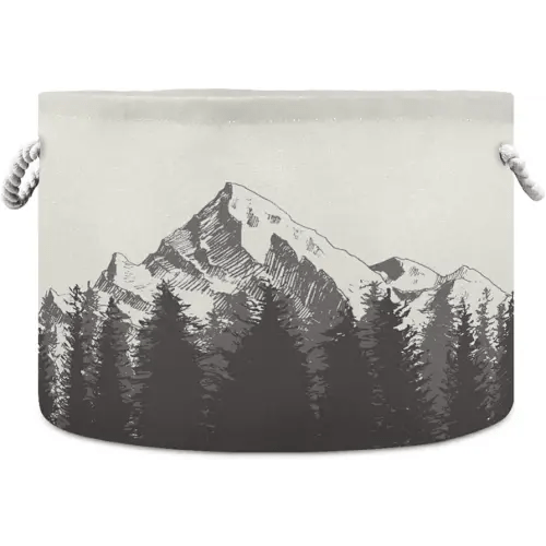 Cotton Rope Basket Mountain Forest Baby Laundry Basket for Blankets Toys Storage Basket