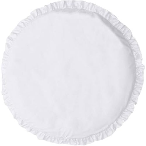 Newborn Crawling Carpet Infant Round Playmat Round Rugs Color with Lace Toddler Rug for Children Room Decoration, White