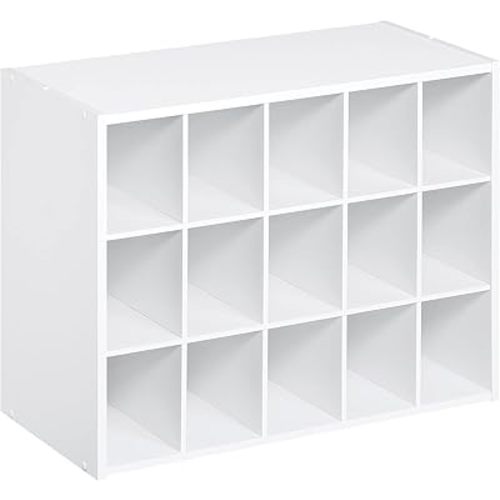 ClosetMaid 15 Cube Stackable Storage Organizer for Shoes Bags, Crafts, Hobbies with Wood Shelves, for Closet, Entryway or Mudroom, White