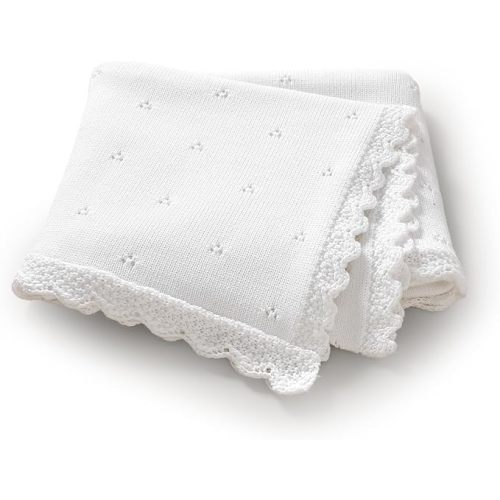 Organic Cotton Baby Blanket for Boys Girls, 30x40 Inch (White)