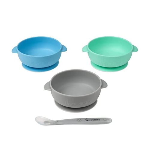 Upward Baby Silicone Bowl 3pc Set With Spoon Multi