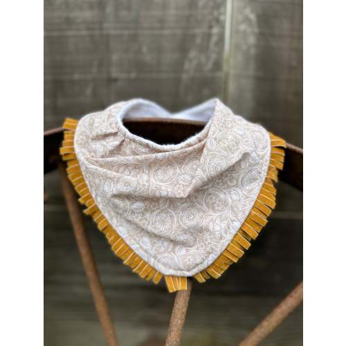 Cream Tooled Leather Print Buckaroo Baby Bib