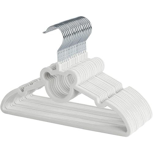 ManGotree 12.8" Kids Velvet Hangers, Non-Slip Felt Baby Clothes Hanger, Cute Bear Hanger for Nursery, Space Saving Toddler Hangers for Children's Closet (20 Pack, White)