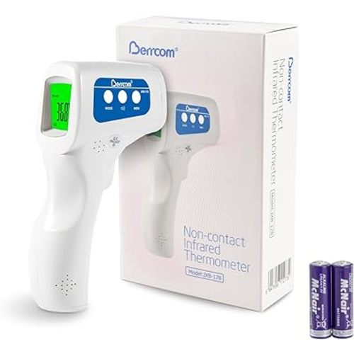 Berrcom Non-Contact Infrared Forehead Thermometer Digital Thermometer 3 in 1 for Baby and Adult Non-Touch Baby Thermometer with Fever Warning with Battery