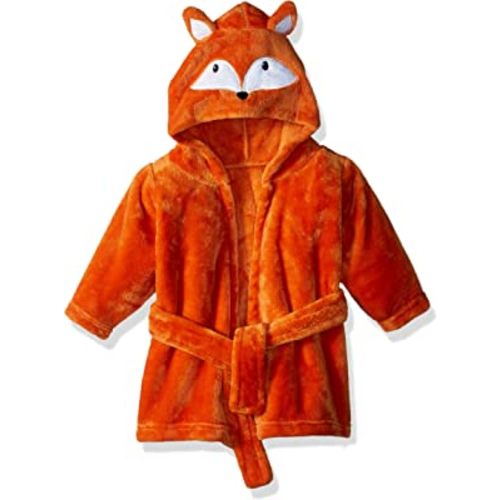 Hudson Baby Unisex Baby Plush Animal Face Bathrobe, Fox, 0-9 Months