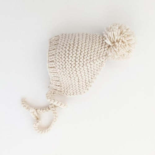 Natural Garter Stitch Knit Bonnet