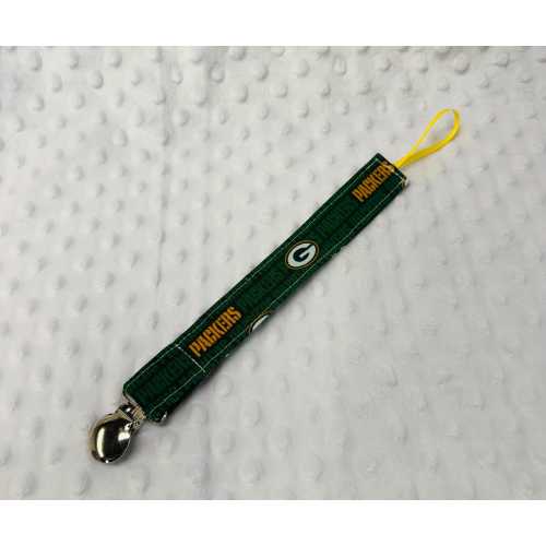 Pacifier Clip Green Bay Packers inspired, Fabric Pacifier Holder, Pacifier Clip, Baby Paci Clip, Binky Clip / Packers Football