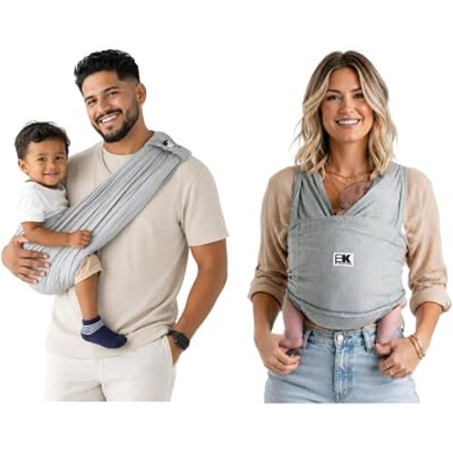 Baby K'tan Original Pre-Wrapped Baby Carrier & Wrap, Heather Grey, Small