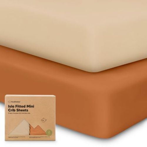 Keababies 2-pack Isla Mini Crib Sheets, Pack And Play Sheets Fitted, Pack N Play Sheets, Fitted Crib Sheet (rust)