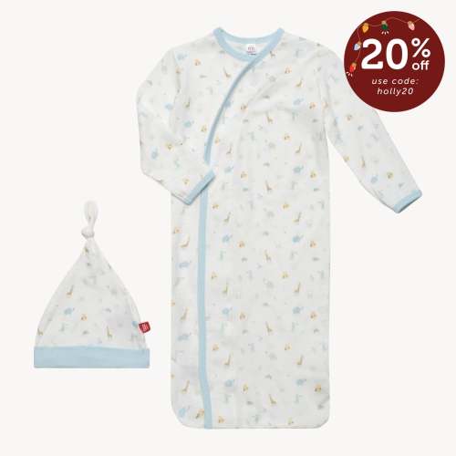 blue little bitty pretty one modal magnetic cozy sleeper gown + hat se – Magnetic Me
