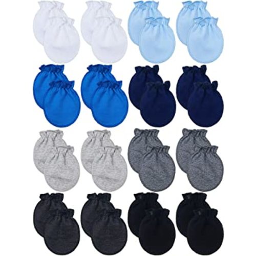 16 Pairs Newborn Baby Cotton Mittens No Scratch Gloves Unisex Newborn Mittens for baby Boys Girls 0-6 Months