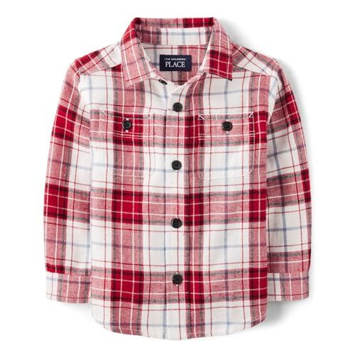 The Children's Place Baby Boys' and Toddler Long Sleeve Plaid Flannel Button Up Shirt