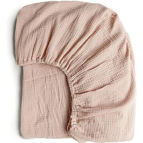 Konssy Muslin Fitted Crib Sheets 100% Cotton Baby Crib Sheets for Standard Crib Mattress (28 X 52 Inches), Soft and Breathable for Boys, Girls (Blush Pink)