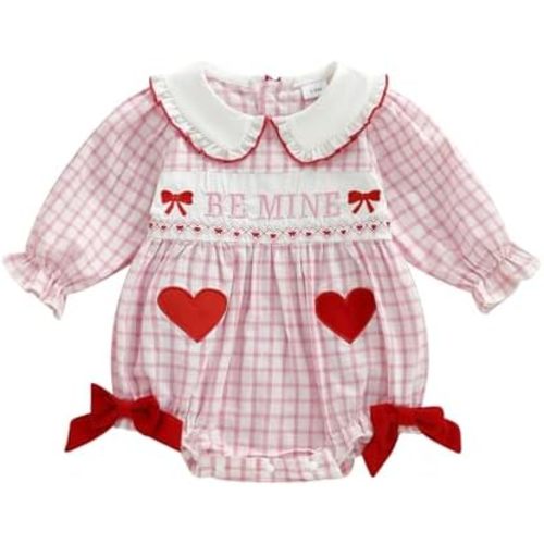 Amnnchya Baby Girl Christmas Outfit Peter Pan Collar Plaid Romper Newborn Thanksgiving Outfits Infant Halloween Clothes