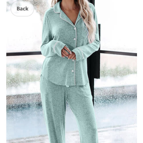 Aamikast Women's Pajama Sets Long Sleeve Button Down Sleepwear Nightwear Soft Pjs Lounge Sets