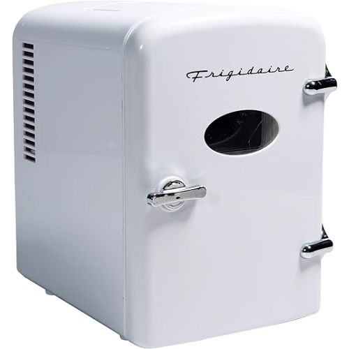 Frigidaire EFMIS129-WHITE, Mini Portable Fridge, 4 Litres Capacity, Chills Six 12oz Cans, 100% Freon-Free & Eco Friendly, Beverage Cooler- White