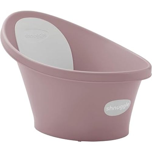 Shnuggle Newborn Baby Bath | Built in Support Bump and Soft Backrest | Suitable from Newborn | Bath Seat Support Includes Plug | Blossom Pink