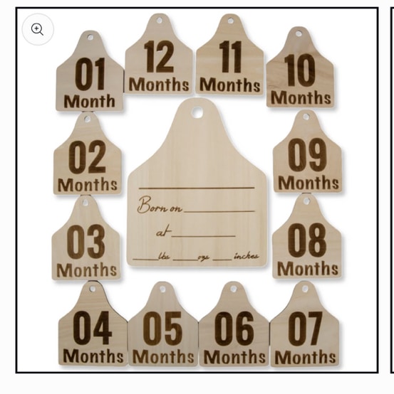 Cattle Tag Wood Announcement Sign & 12 Milestone Signs – Cowkid Clothing Company