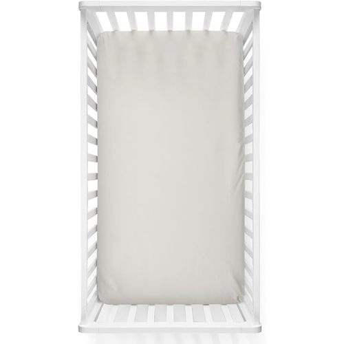 Caden Lane Fitted Crib Sheet, Breathable & Temperature-Regulating Bamboo Viscose Fabric with Elastic Edges, Fits Standard Size Baby Crib & Toddler Mattresses 28"x52", Machine Washable, Oat Beige