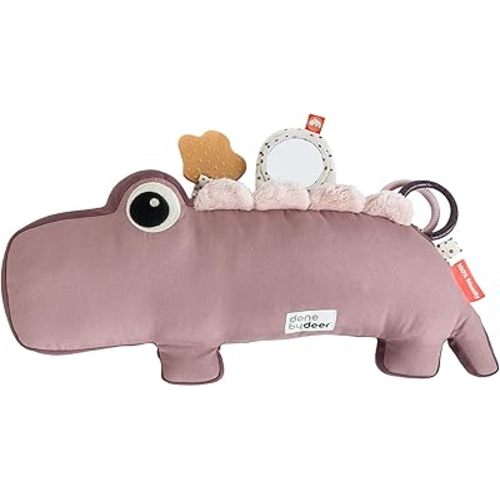 Done by Deer Tummy Time Pillow 3-6 Months - Activity and Tummy Time Toy for Baby 3 Months+ - Soft Floor Pillow with Baby Teething Toys, Small Mirror, Tags, and Crinkle Sounds for Sensory Exploration