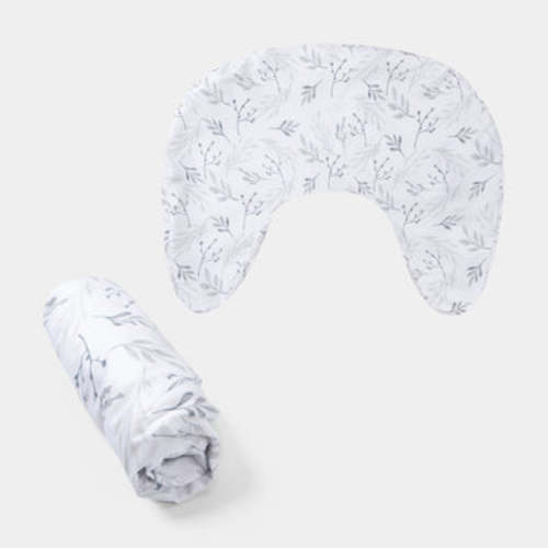 New Boppy Nursing Pillow Cover - Grey Gentle Leaves
