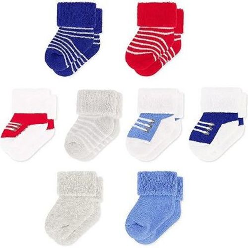 Rising Star Infant Socks for Baby Boys & Girls, Thick Cotton Terry Cuff Winter Warm Socks for Ages 6-12 months (Red/Gray/Blue)