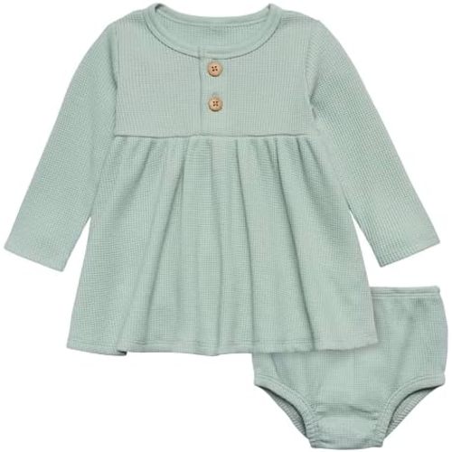 Modern Moments by Gerber Baby Girls' Mini-Waffle Dress With Diaper Cover Set