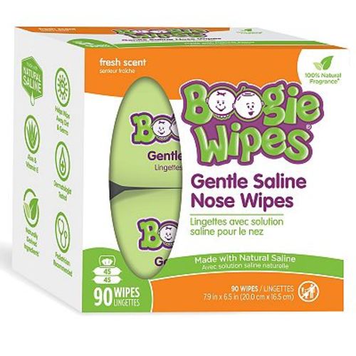 Boogie Brand Saline Nose Wipes Unscented 90 Ct