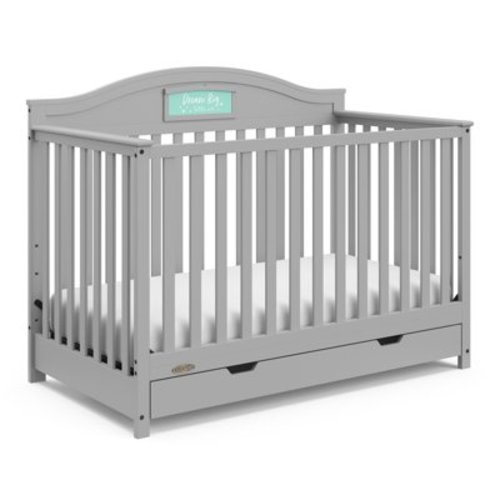Graco Story 5-in-1 Convertible Baby Crib with Storage Drawer, Pebble Gray