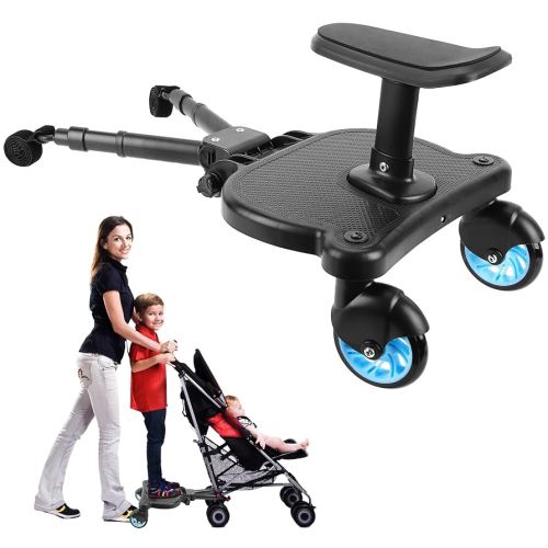 2024 New-Universal Stroller Board Buggy Board with Detachable Seat, 2in1 Sit and Stand Stroller Glider Board for Most Strollers, Holds Children Up to 55 LBs City Mini Stroller Standing Board (Blue)