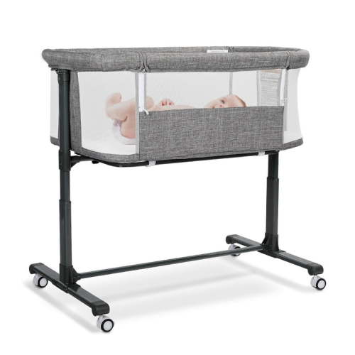 AILEEKISS Baby Bassinet Bedside Sleeper, Height Adjustable Newborn Baby Bassinet with Wheels, Grey