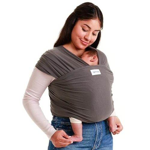 Sleepy Wrap Stretchy Ergonomic Baby Carrier Sling for Newborns to Toddlers - Hands-Free Lightweight Baby Wrap 7-35 lbs (Dark Gray) - Dark Grey